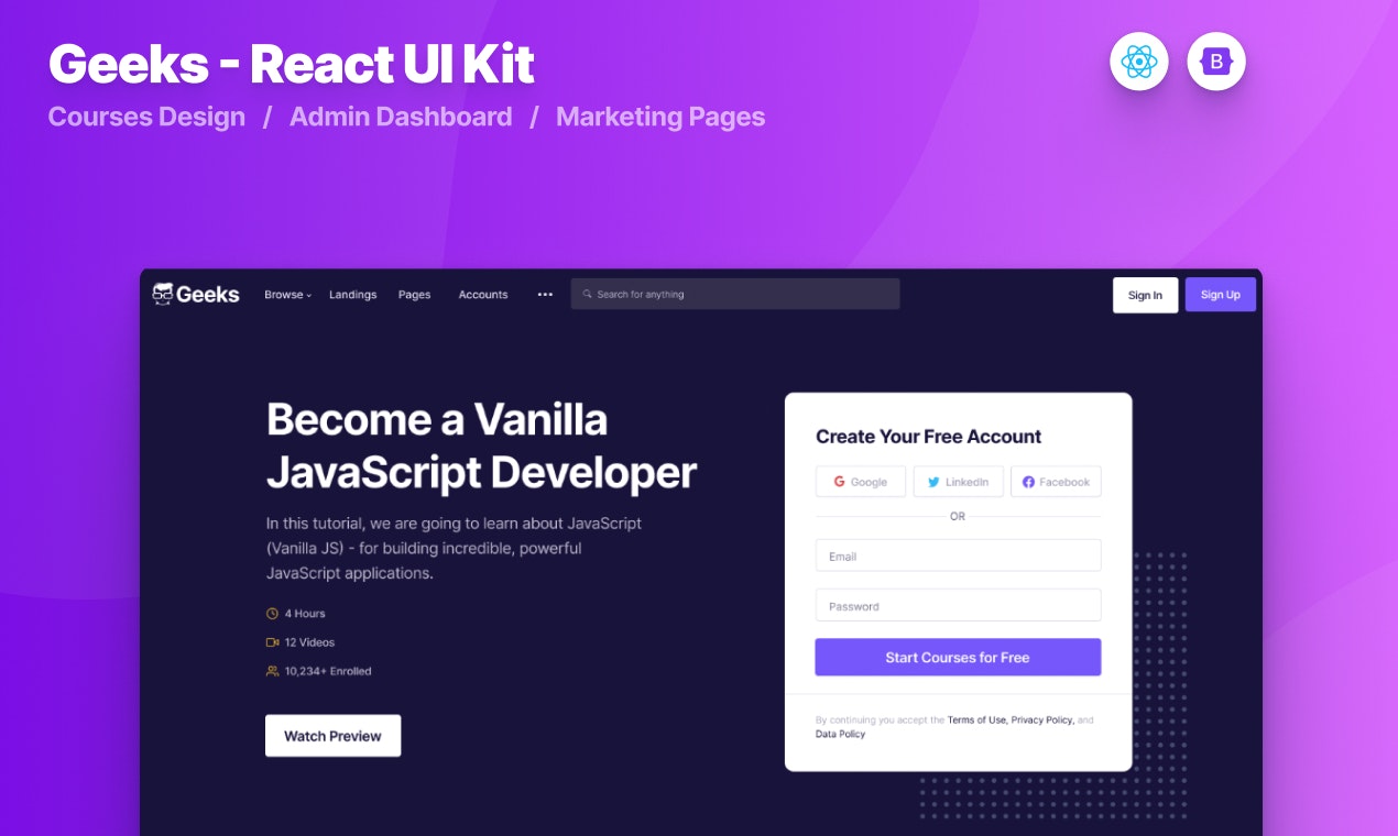 Geeks React Bootstrap 5 Admin Dashboard  gallery image