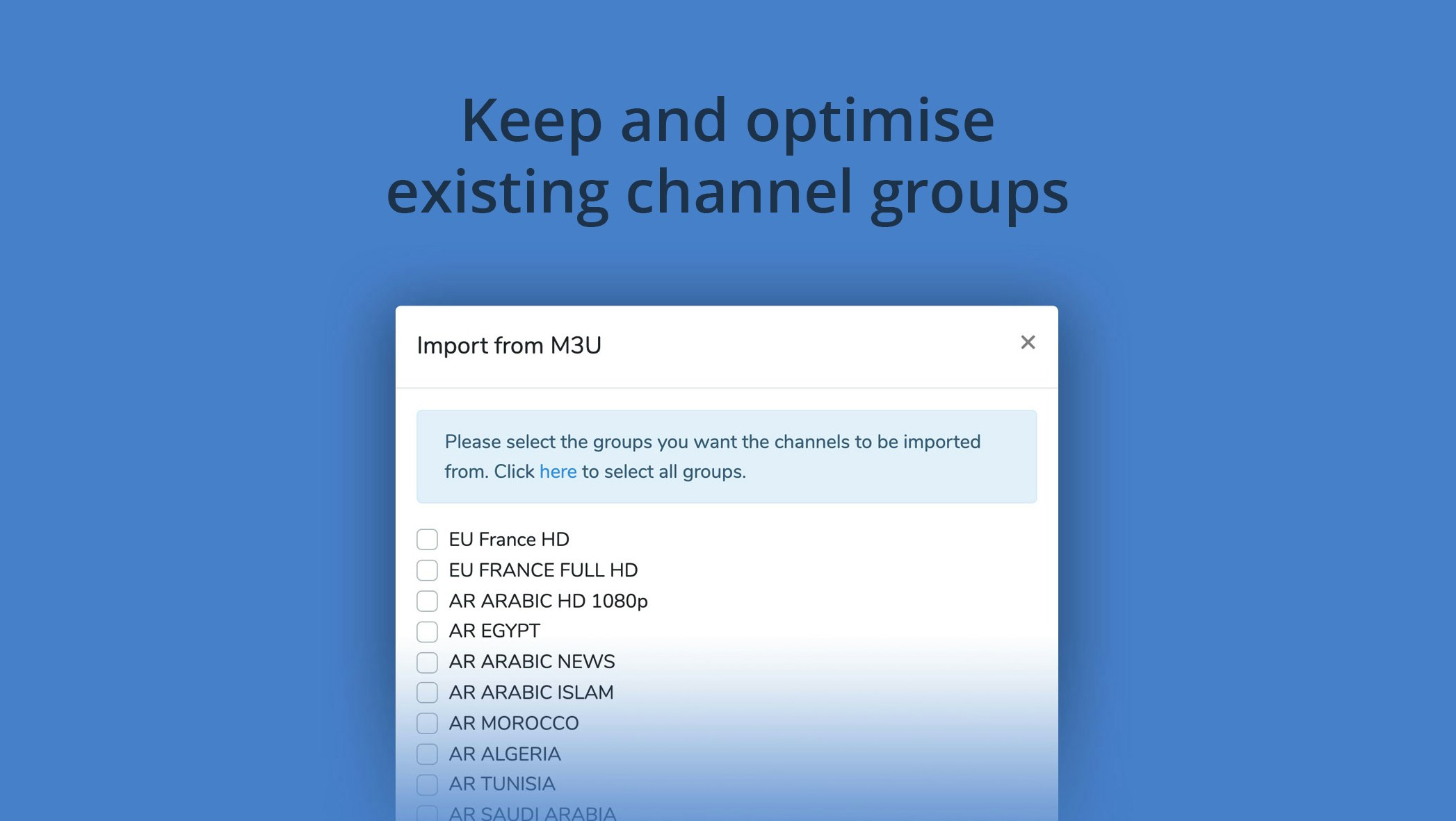 Online IPTV M3U playlist editor gallery image