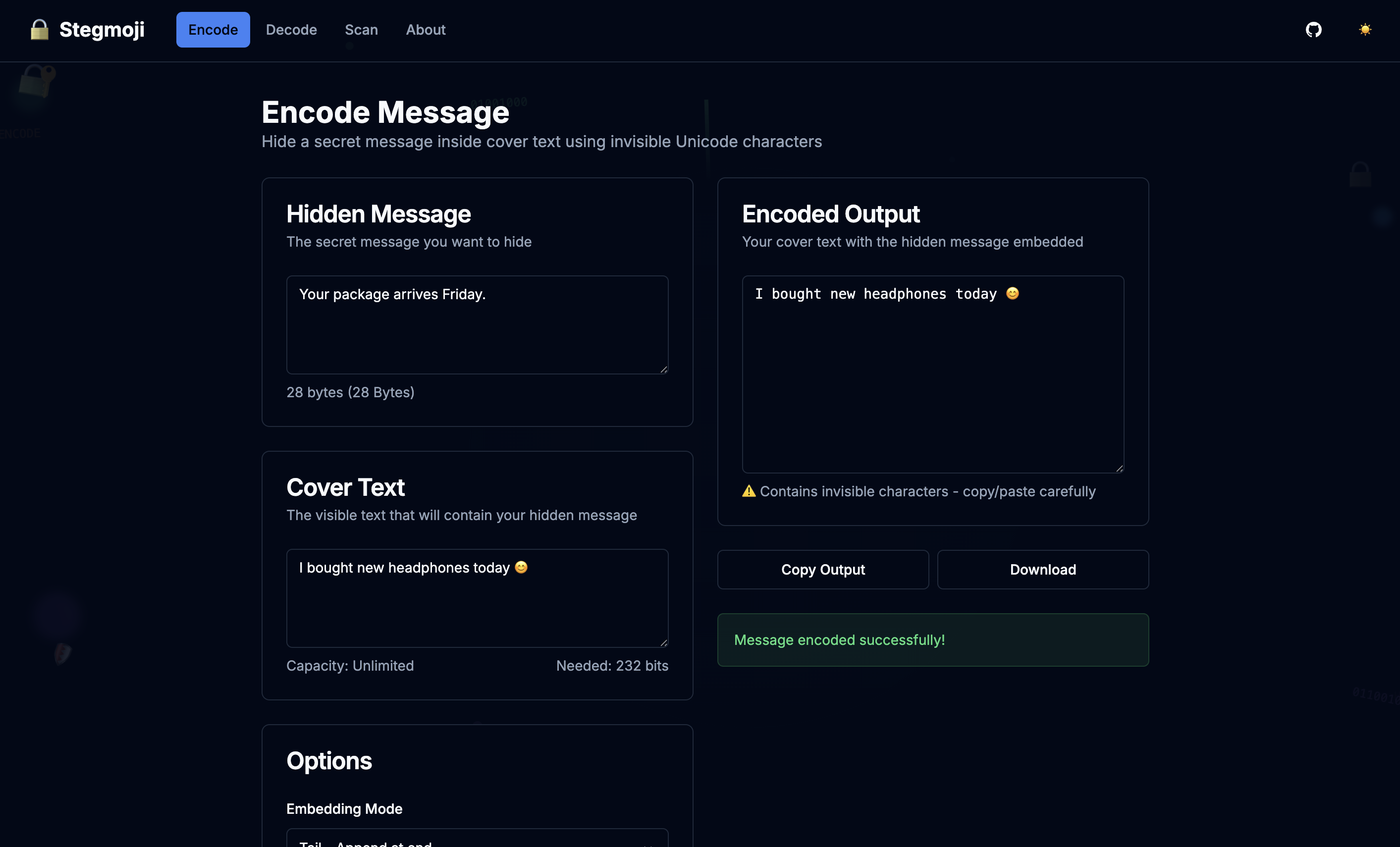 Média Soyez serré - Cachez les messages secrets en texte brut à l'aide d'Unicode invisible. 3