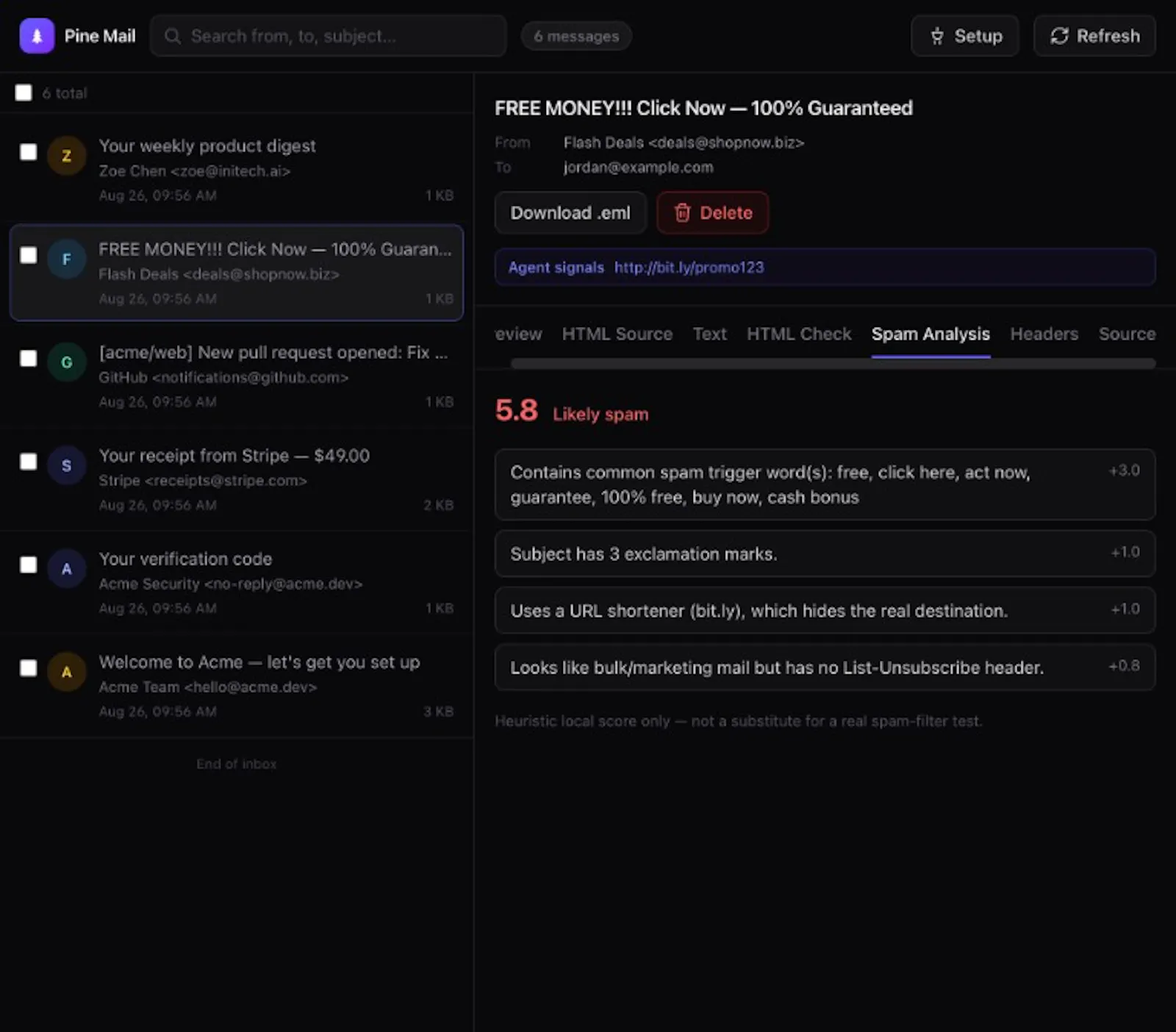 PineMail screenshot 2