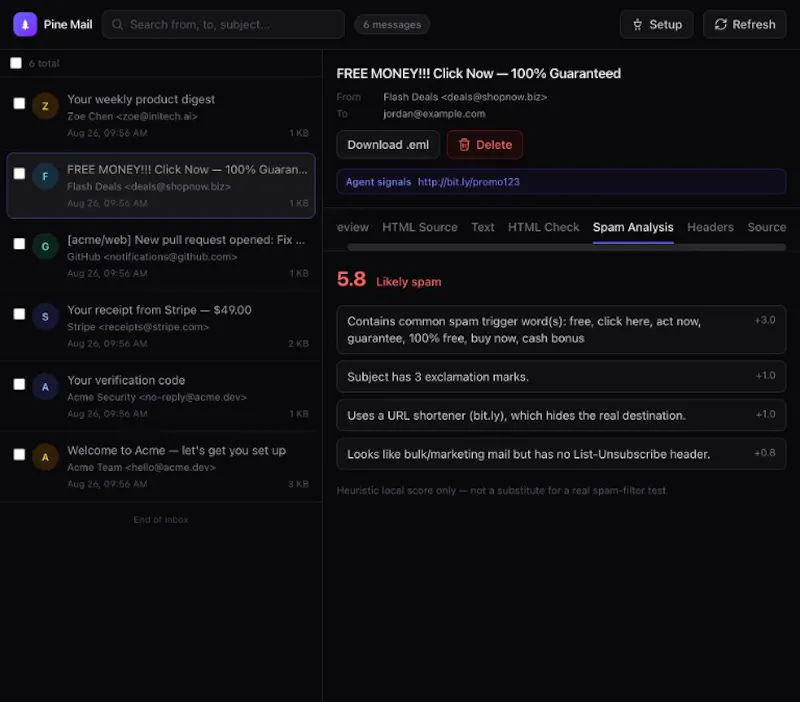 PineMail screenshot 2