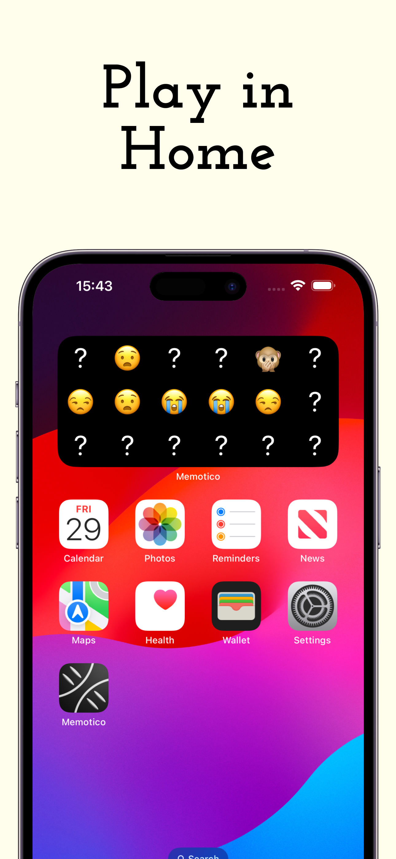 Memotico - Interaktives Widget-Spiel.Spielen Sie vom Startbildschirm aus. Medien 3