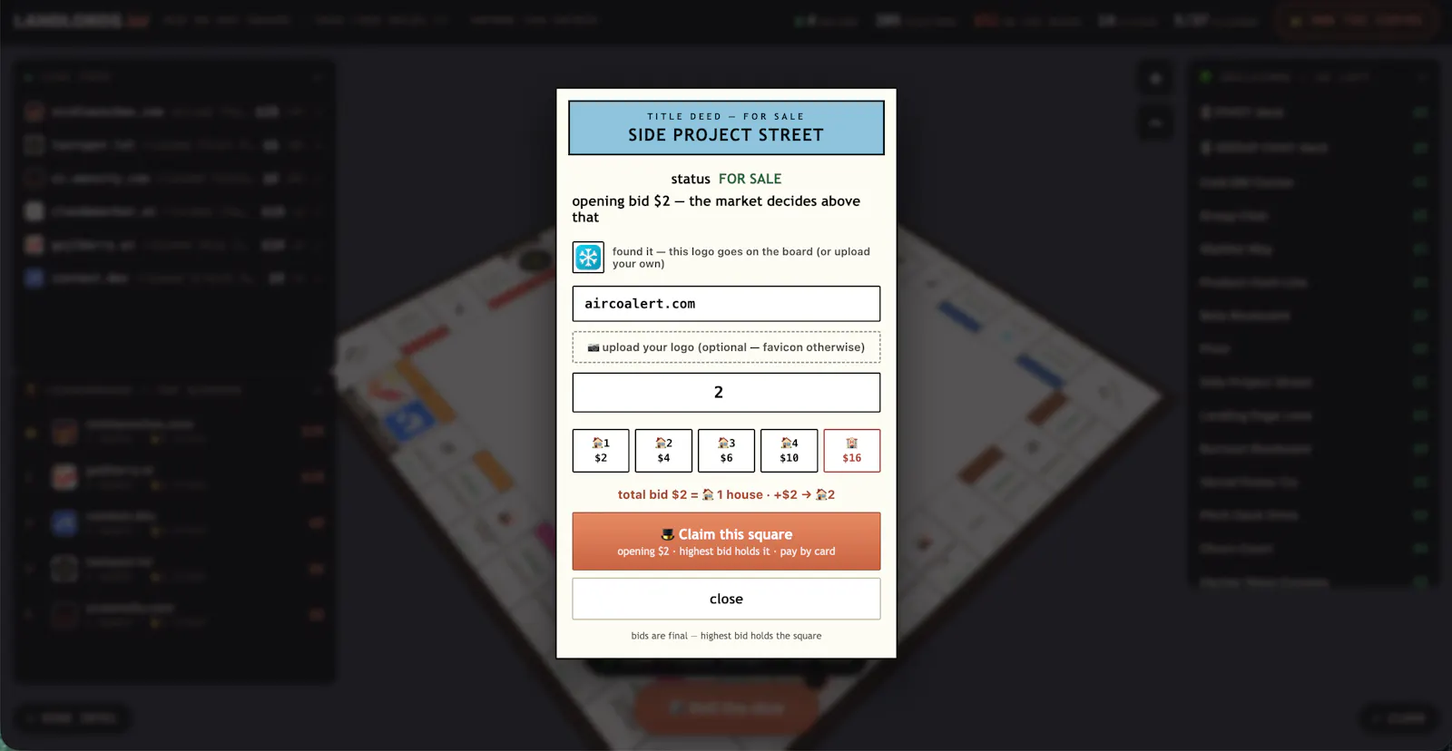 LANDLORDS.lol: own a square of the board screenshot 2