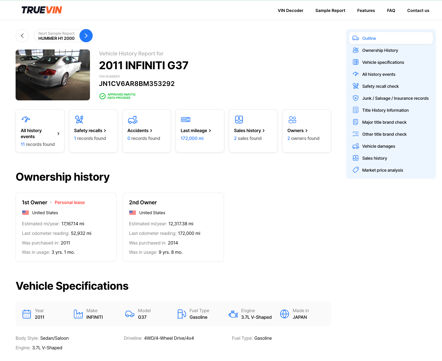 TRUEVIN Vehicle History Reports - Sofortige Berichte für professionelle Fahrzeuggeschichte Medien 1