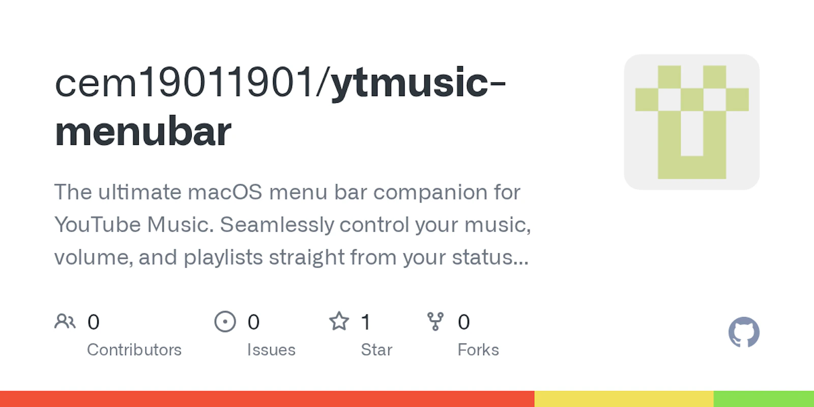 YTMusic MenuBar screenshot 1