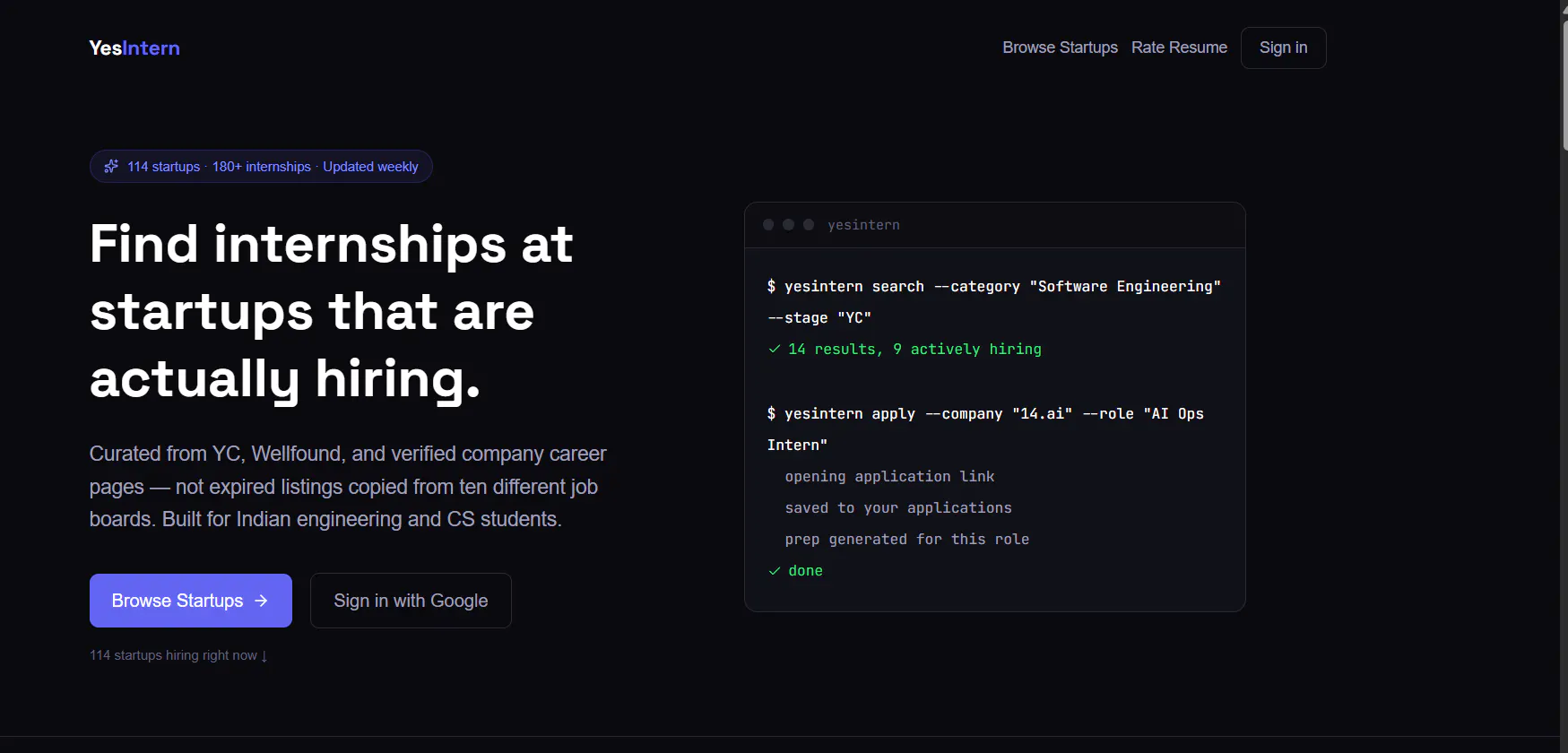 YesIntern — Discover Startup Internships gallery image