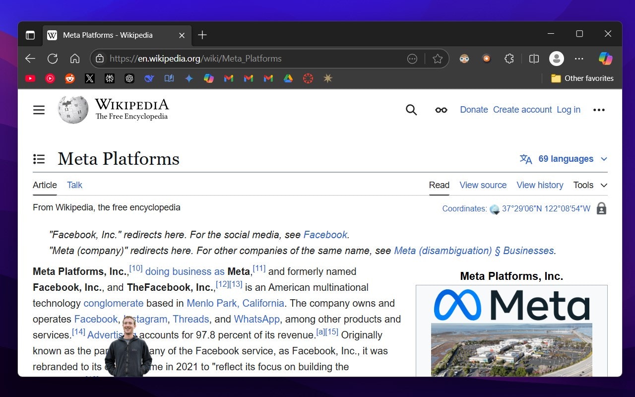 Марк Цукерберг Компаньон для MS Edge - Никогда не просматривайте Интернет. медиа 3