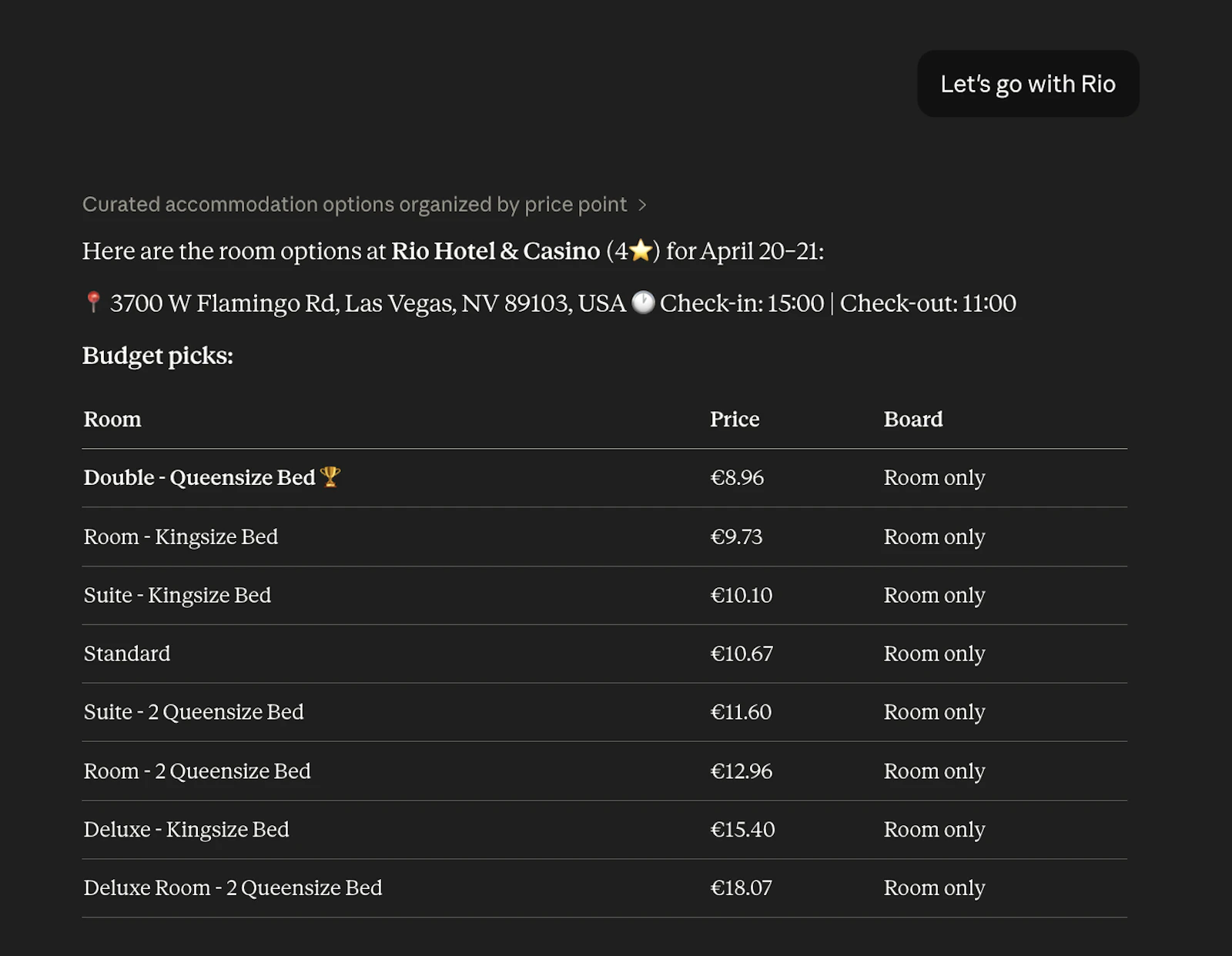 Trip1 MCP + x402 screenshot 3