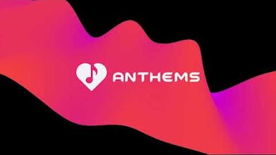 Anthems 应用程序主页的屏幕截图，展示了充满活力的音乐听众社区。