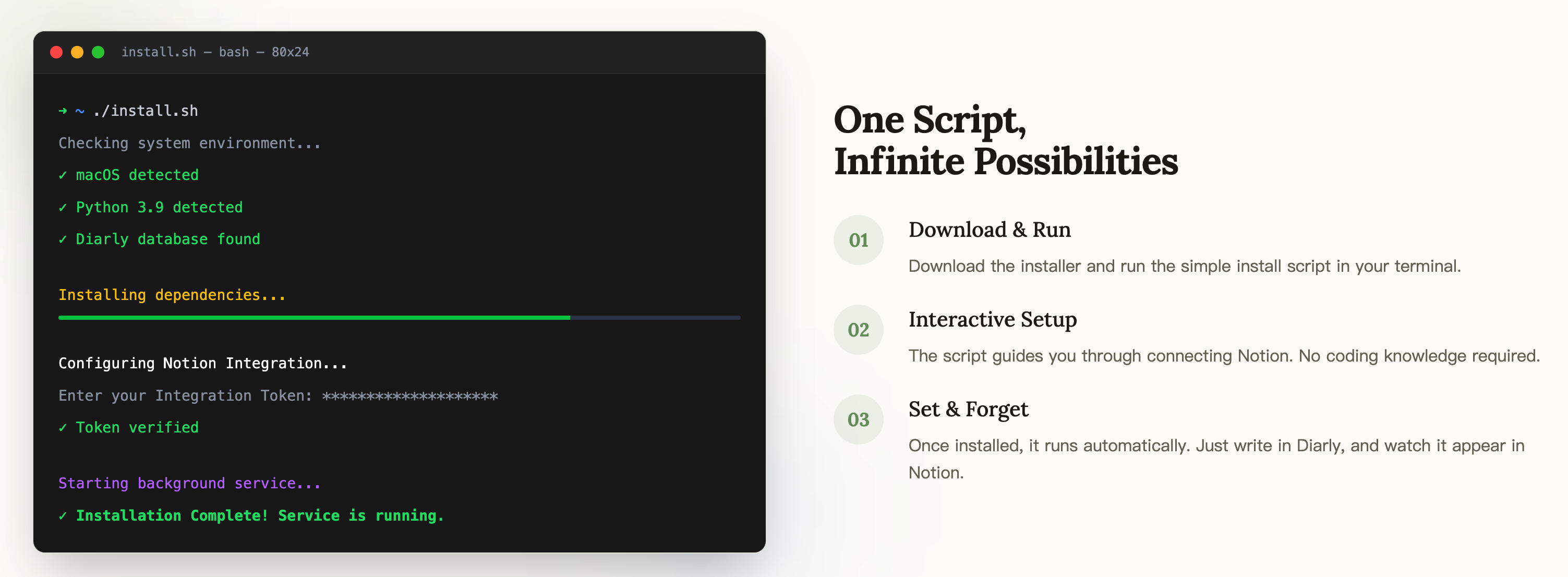 Diarly Notion Sync - Screenshot 3 showing product features and functionality