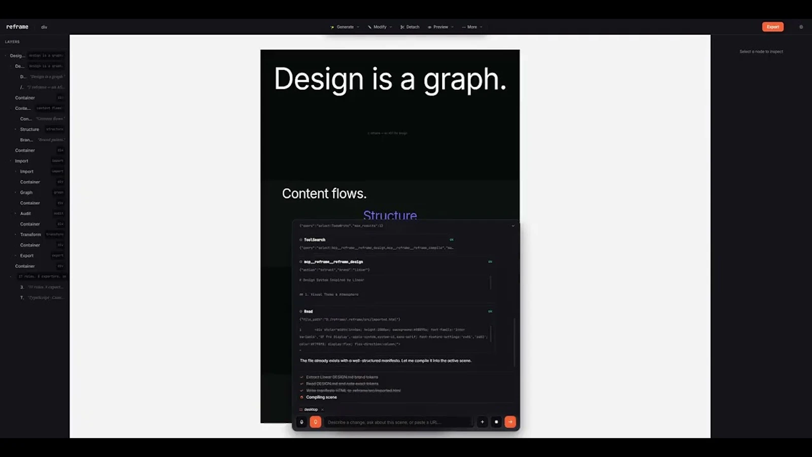 AI-native design engine · Reframe screenshot 1 (video preview)