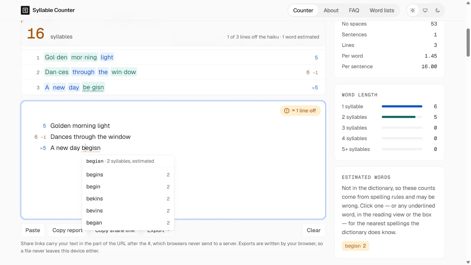 Syllable Counter screenshot 4