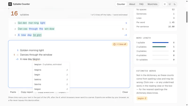 Syllable Counter screenshot 4