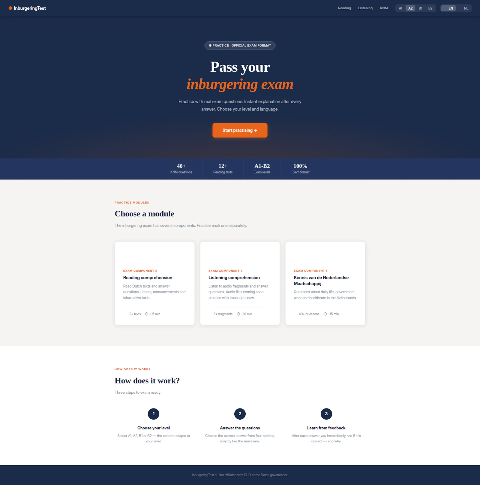  InburgeringTest.nl screenshot 1