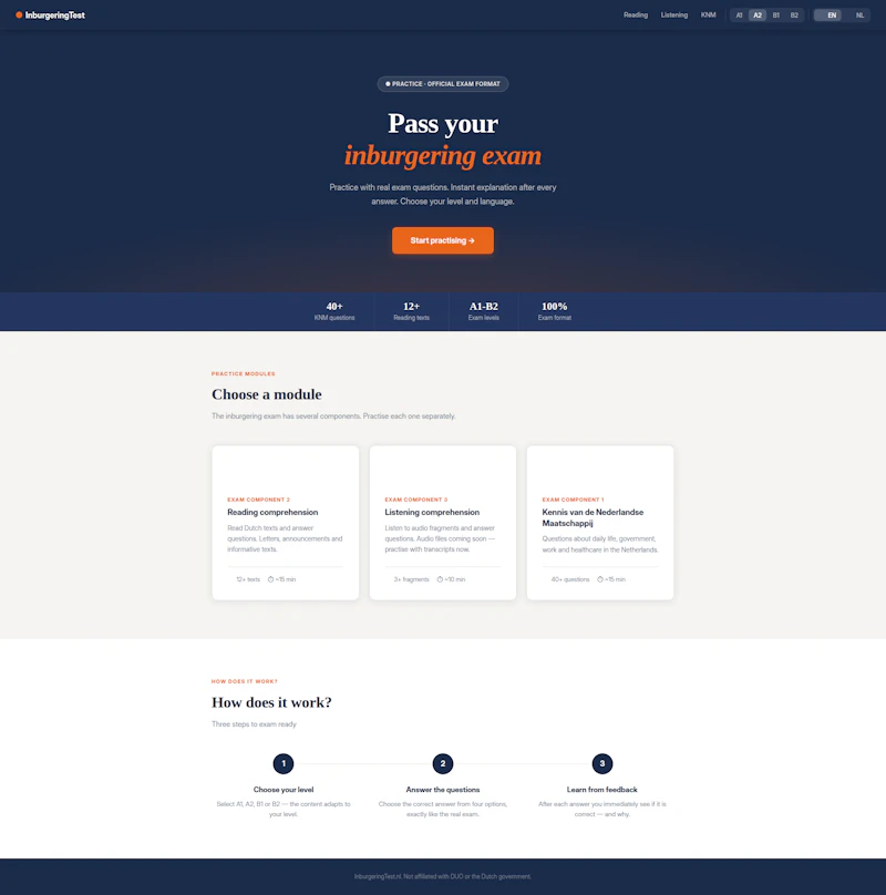  InburgeringTest.nl screenshot 1