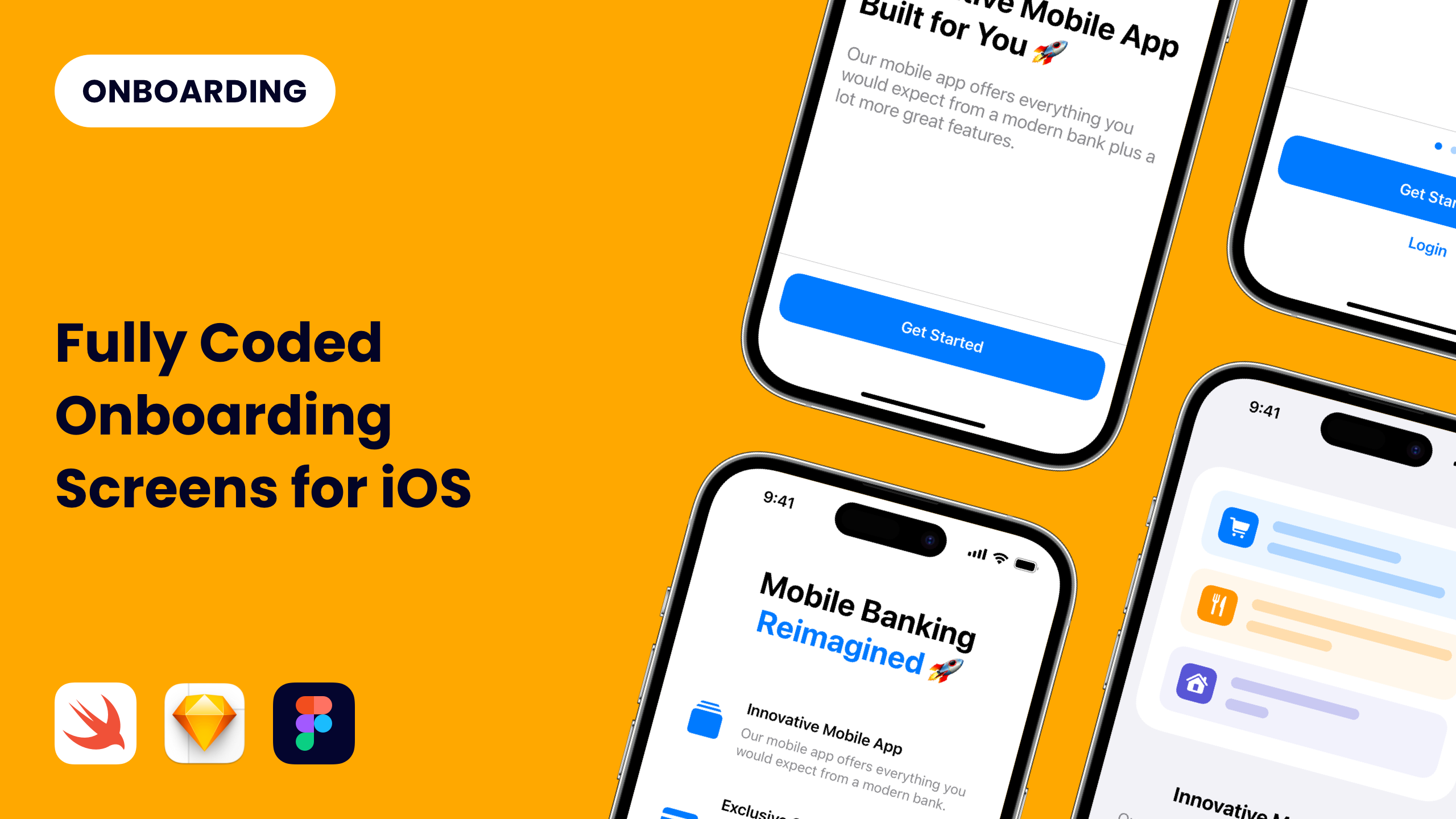 オンボーディング - iOS用の完全にコーディングされたオンボーディング画面メディア1