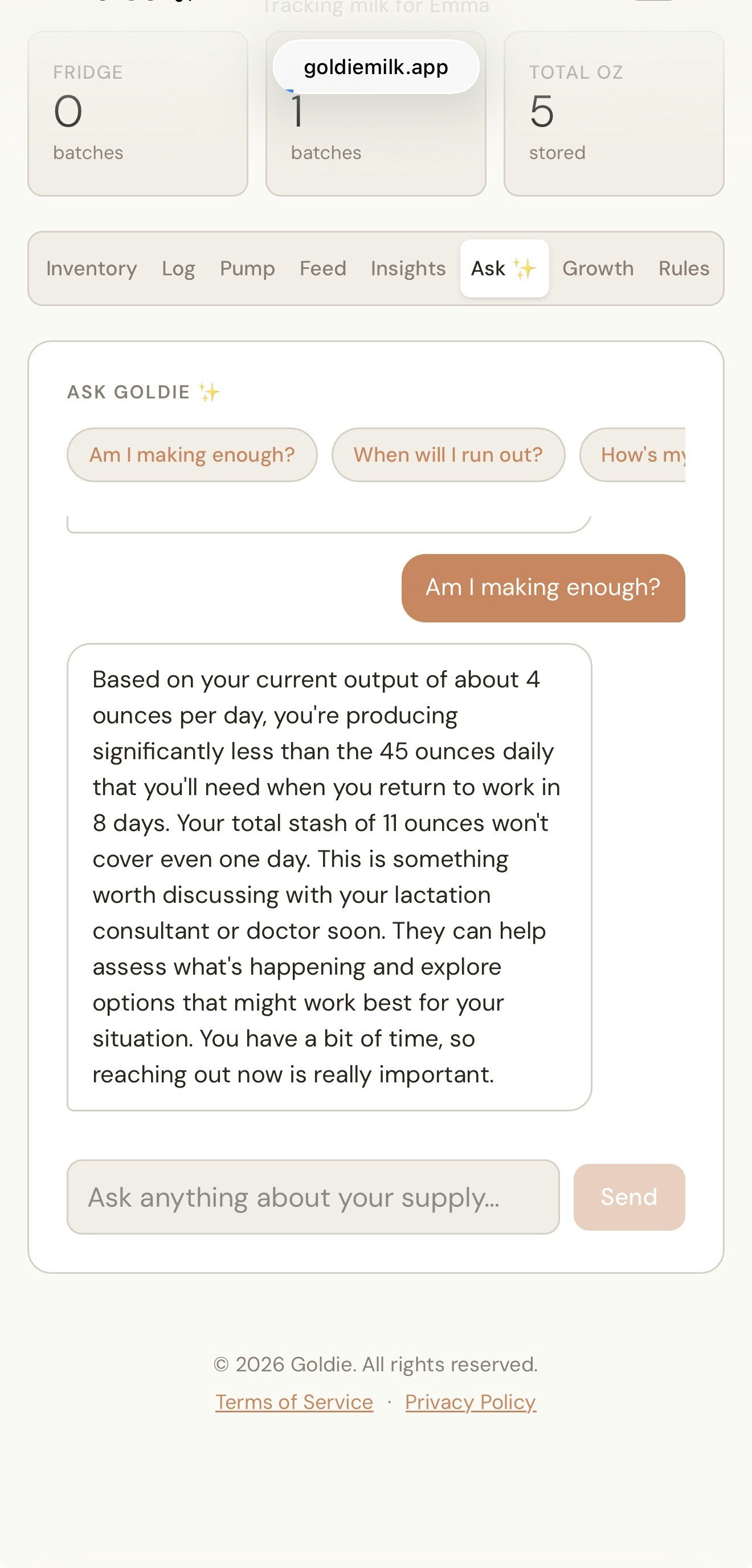 Goldie — Breast Milk Tracker    gallery image