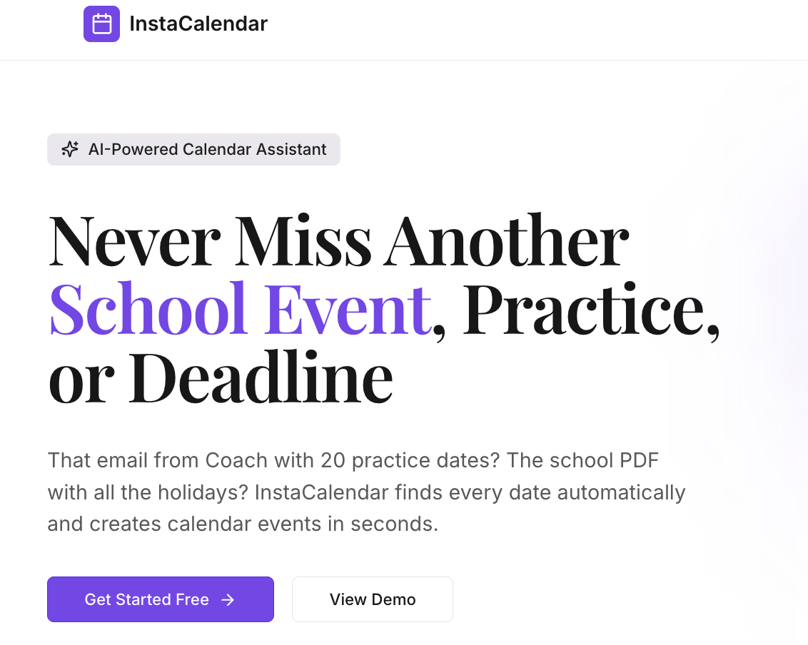 InstaCalendar AI  - Main product screenshot demonstrating key features and user interface