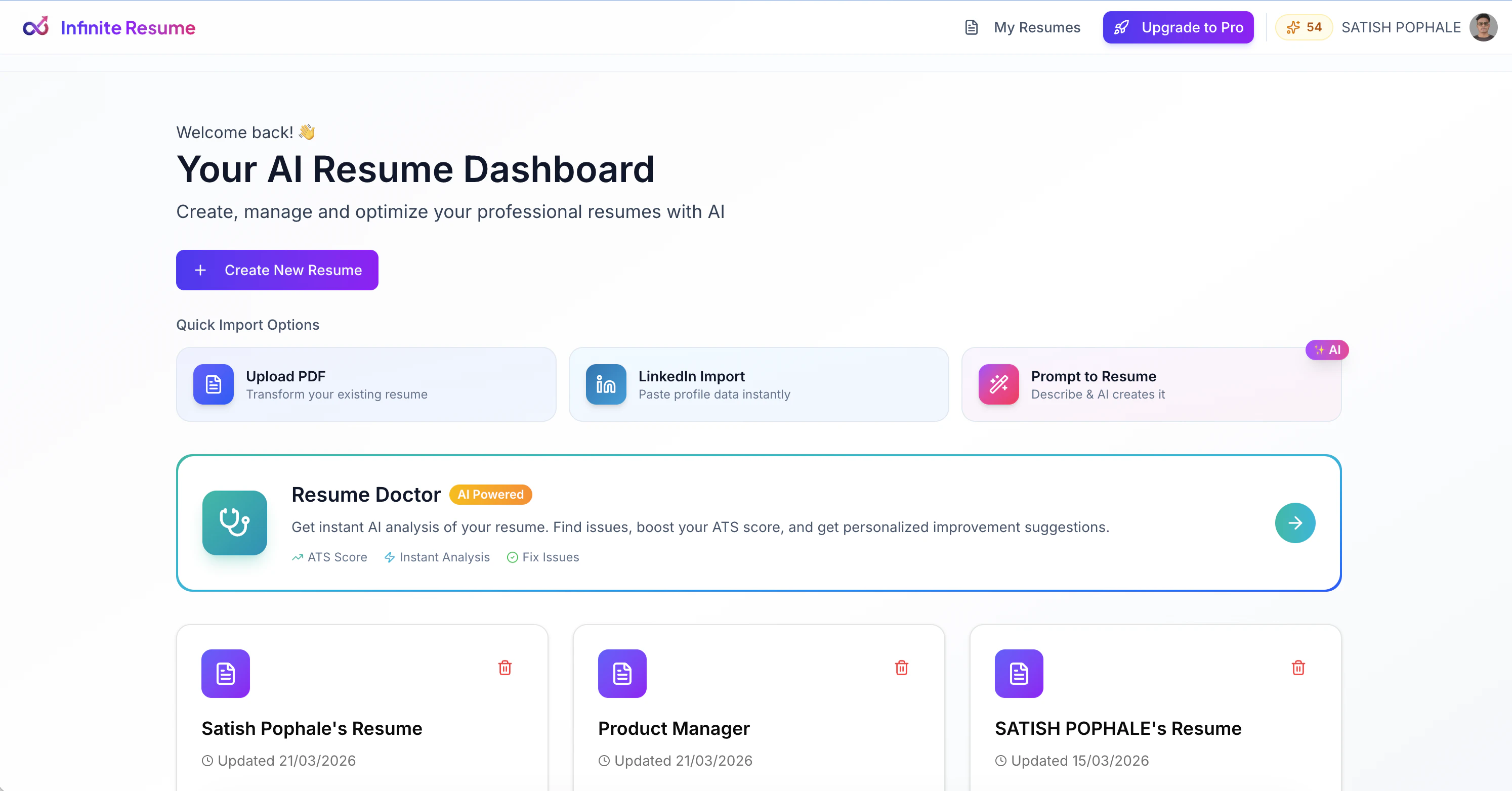 Infinite Resume screenshot 1