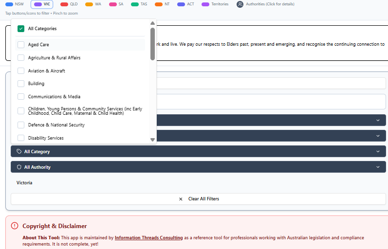 Australian Legislation and Standards Map gallery image