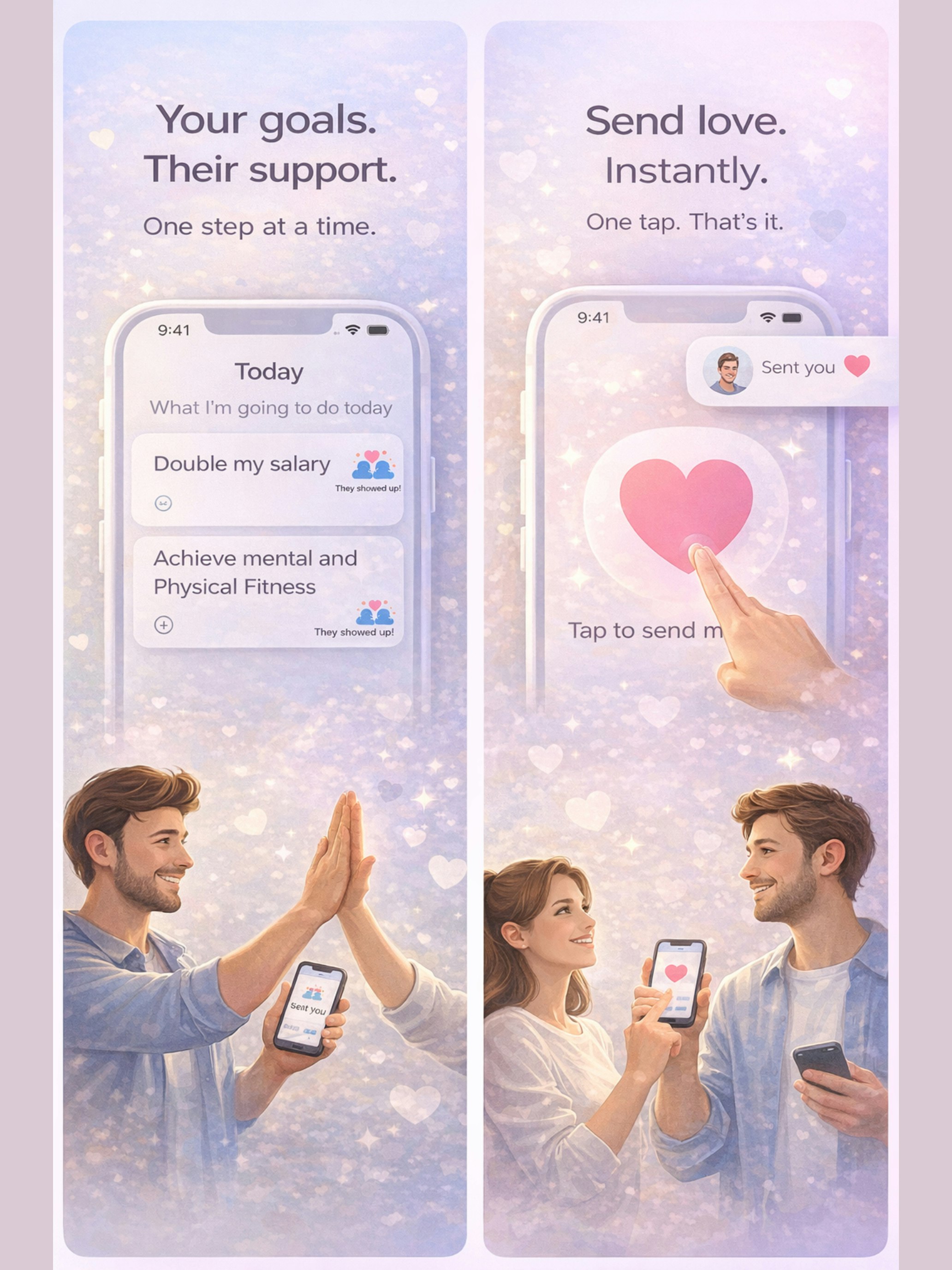 Couples supporting each other (iOS app) - Screenshot 4 showing product features and functionality