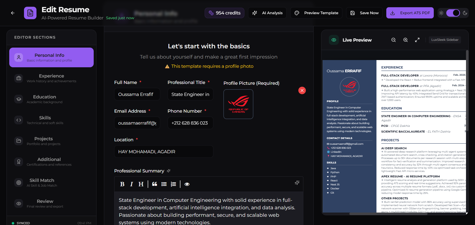 ApexResume - Screenshot 3 showing product features and functionality
