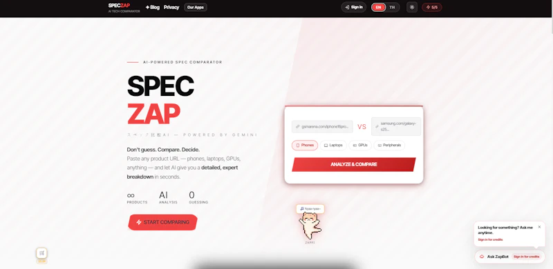 SpecZap screenshot 2