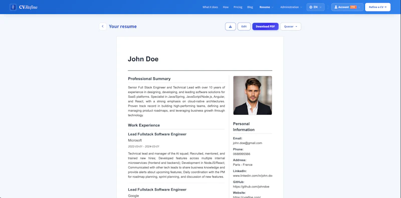 CVRefine screenshot 7