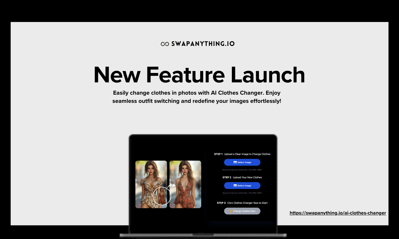 SwapAnything.io - AI Clothes Changer  - Screenshot 2 showing product features and functionality