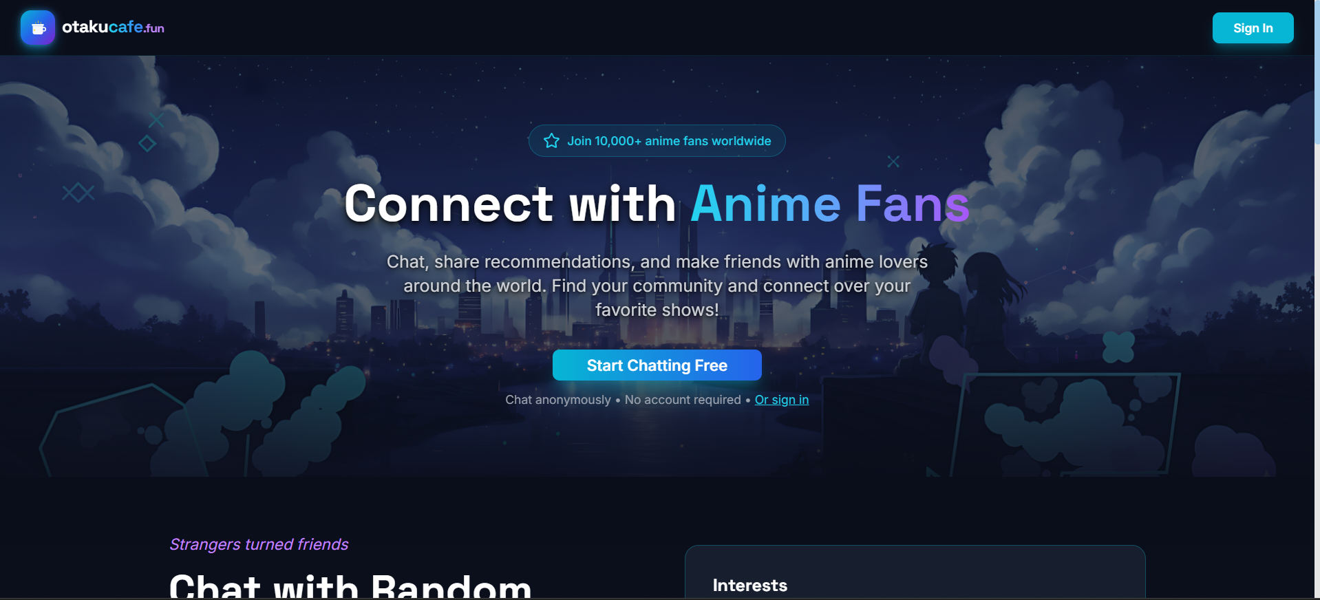 OtakuCafe.fun - Main product screenshot demonstrating key features and user interface