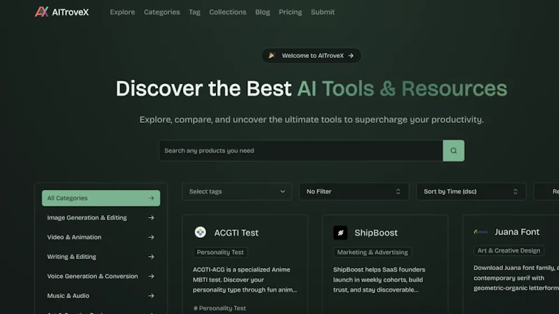 AITroveX Tool Directory screenshot 1