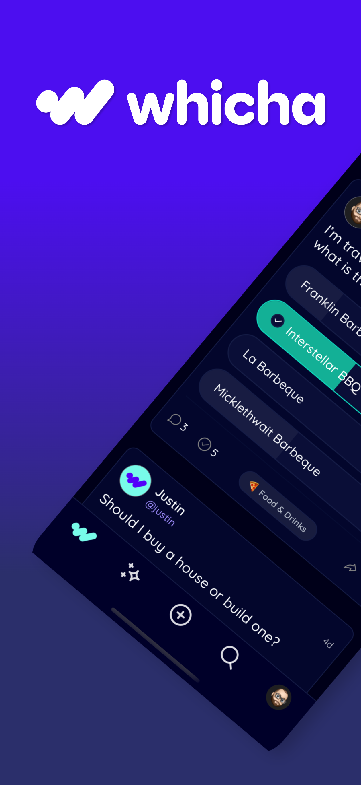 Whicha - Main product screenshot demonstrating key features and user interface
