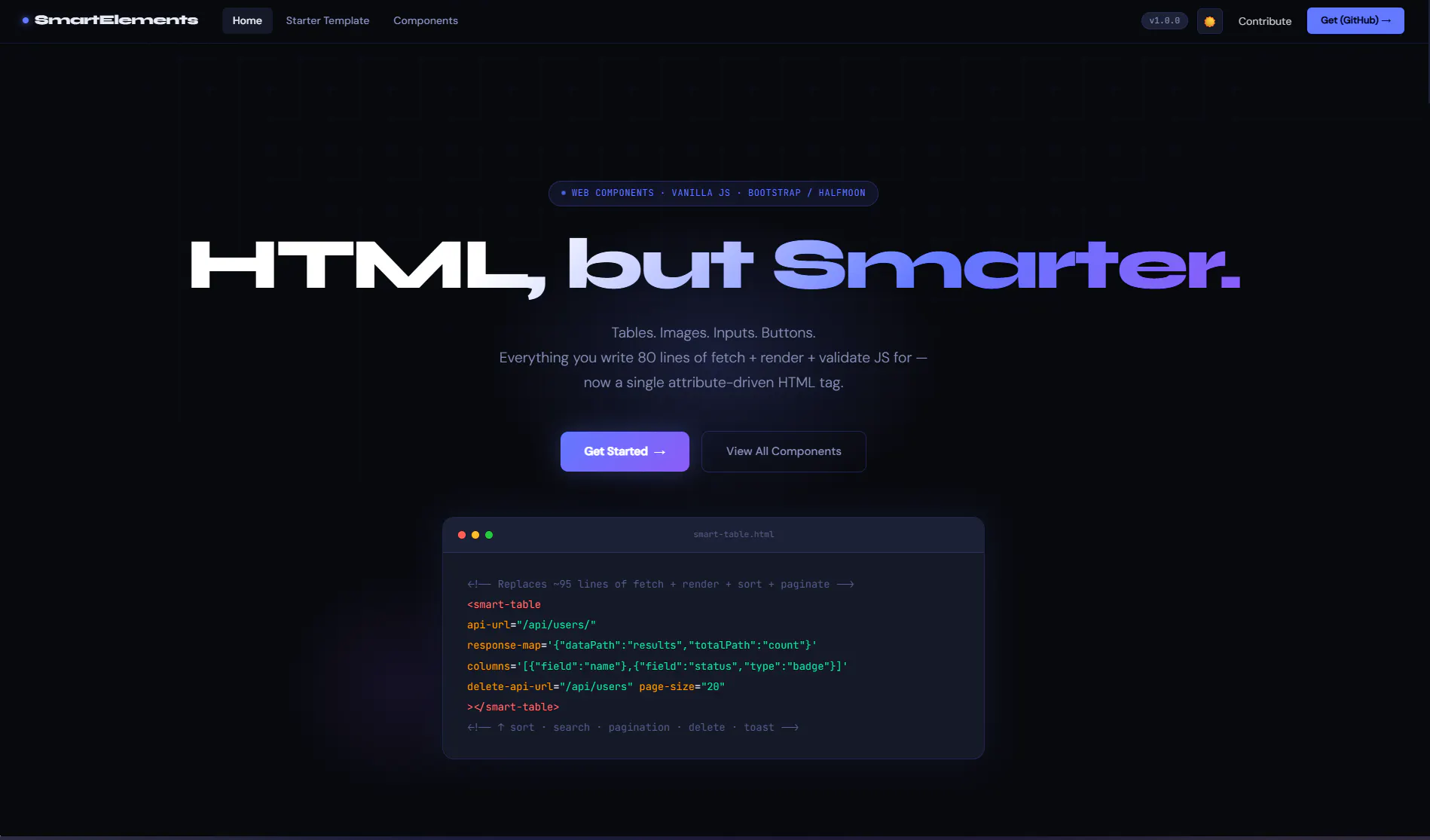 SmartElements — HTML, but Smarter. product banner