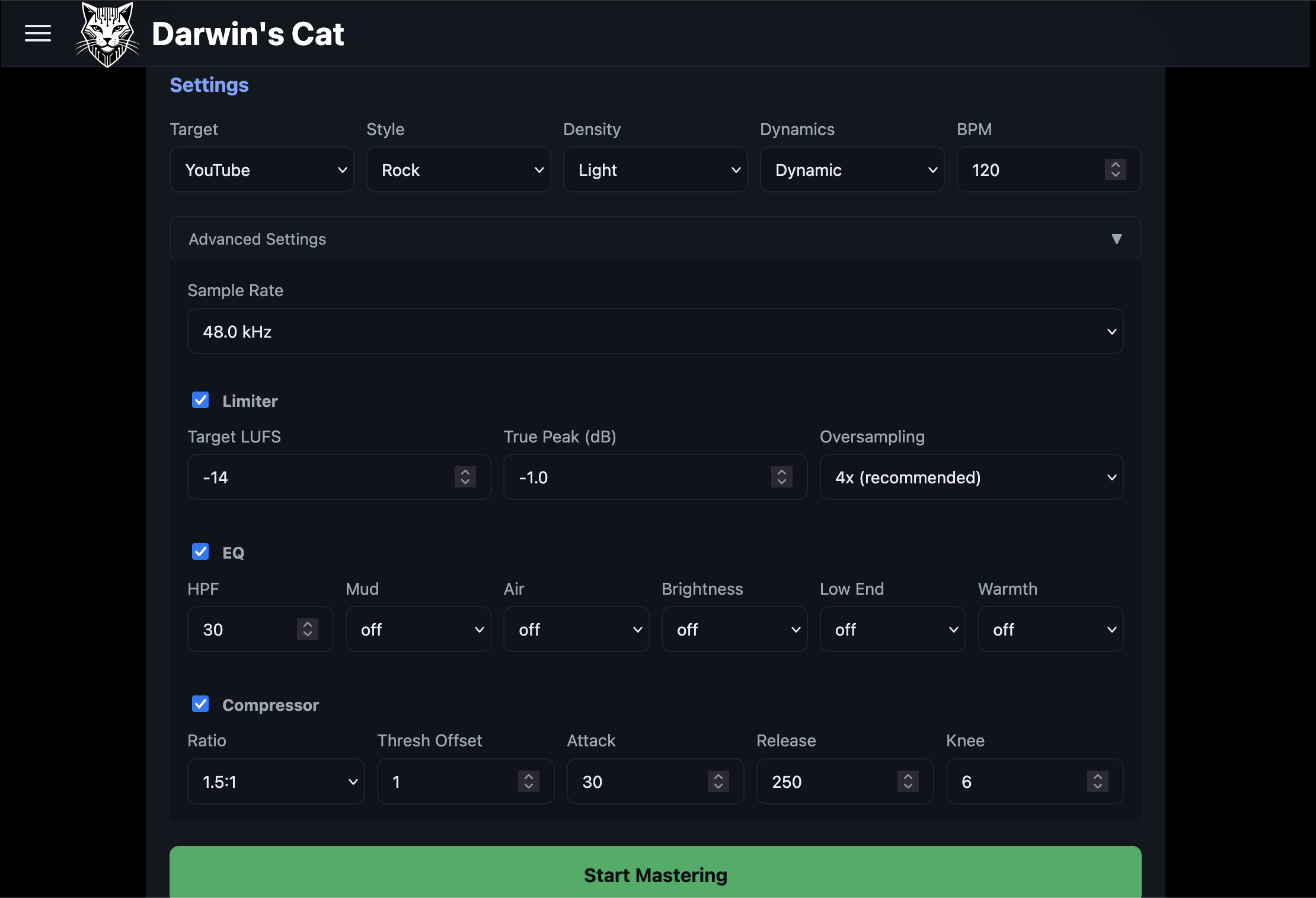 Free Online Audio Mastering Tool gallery image