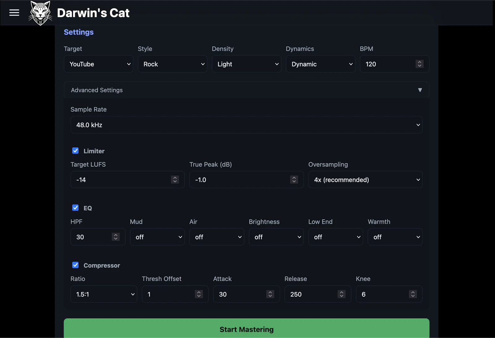 Free Online Audio Mastering Tool screenshot 3