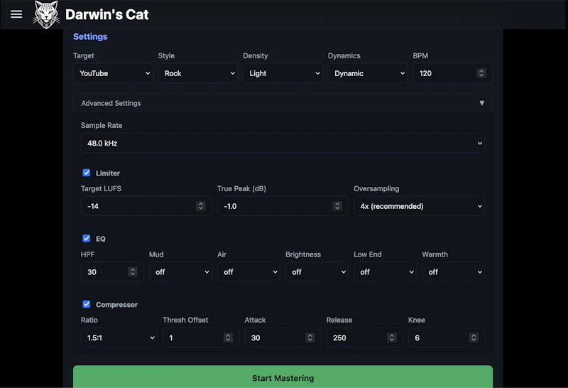 Free Online Audio Mastering Tool screenshot 3