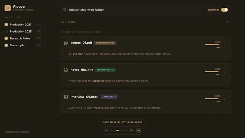 Alcove - Local Semantic Search screenshot 1 (video preview)