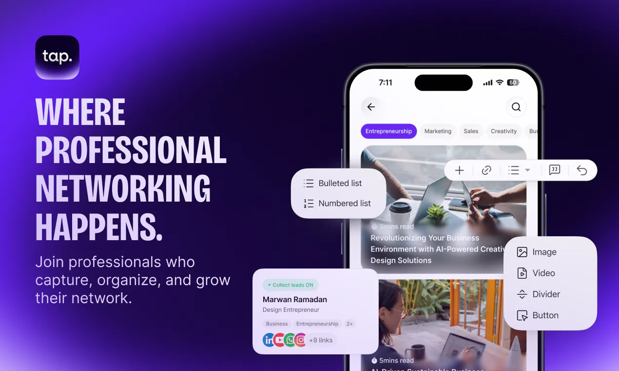 Tap - Digital Business Card 项目横幅
