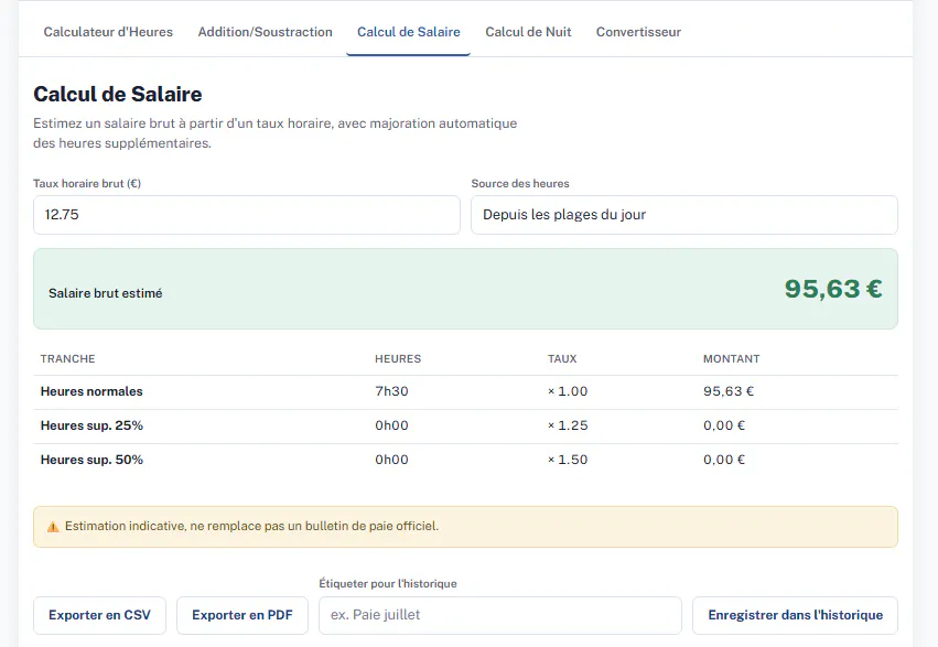 Calcul Heure screenshot