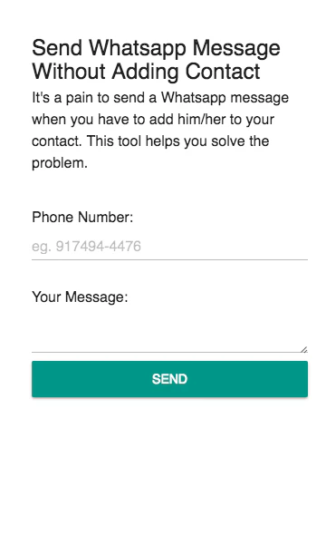 Send Whatsapp Without Adding/Saving to Contact