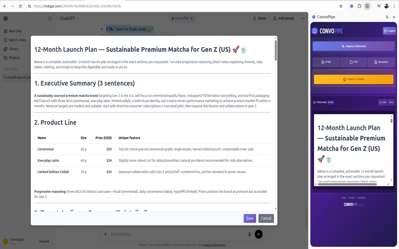Convopipe - Export/Extract from ChatGPT gallery image