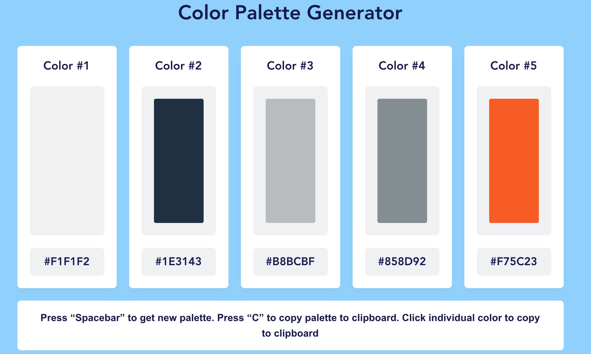 Color Palette Generator Generate A Random Color Palette By