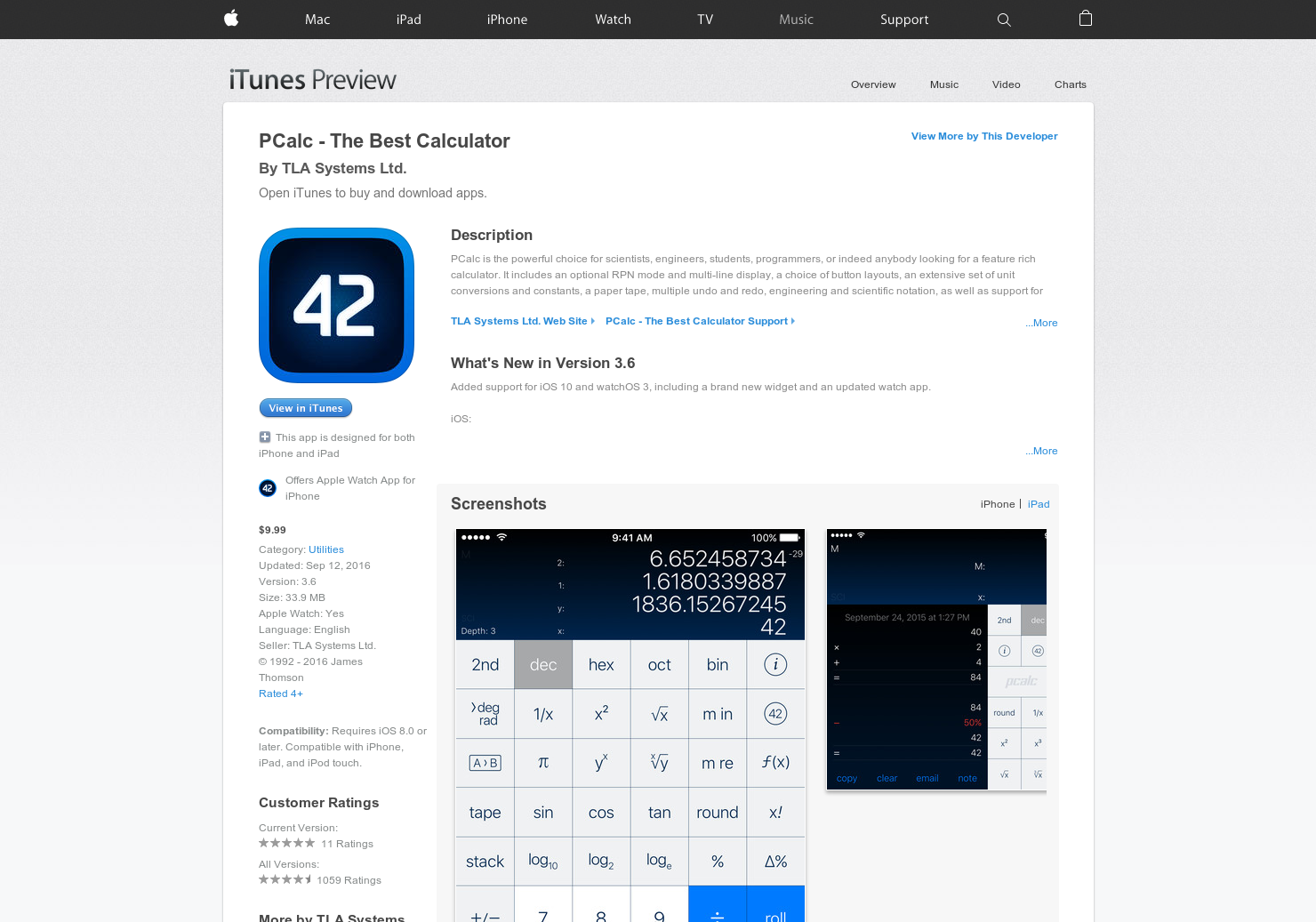 PCalc for Apple Watch