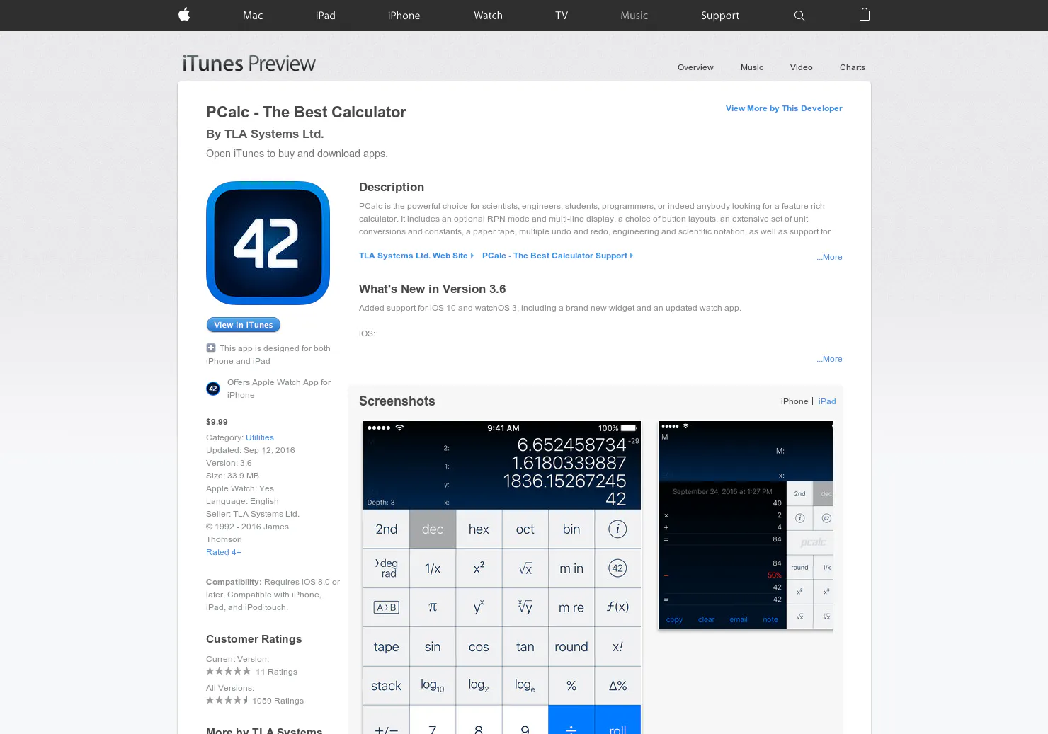 PCalc for Apple Watch