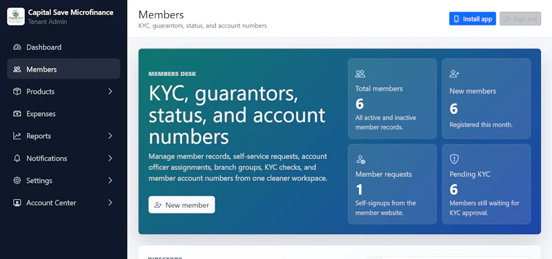 Microfinance Solution screenshot 1