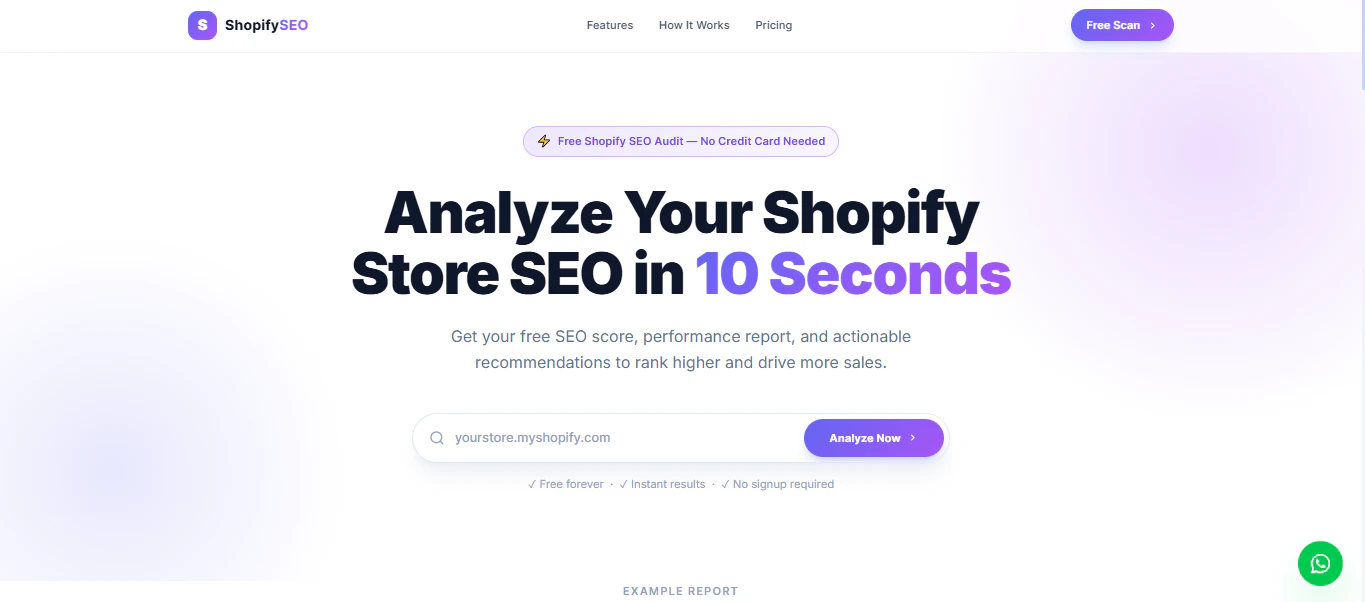 ShopifySEO — Analyze Your Shopify Store 대표 미리보기