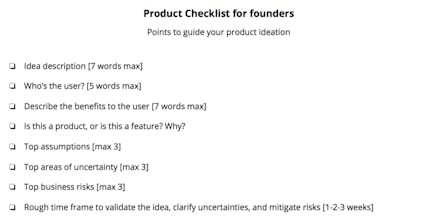 Product Idea Checklist for Founders gallery image