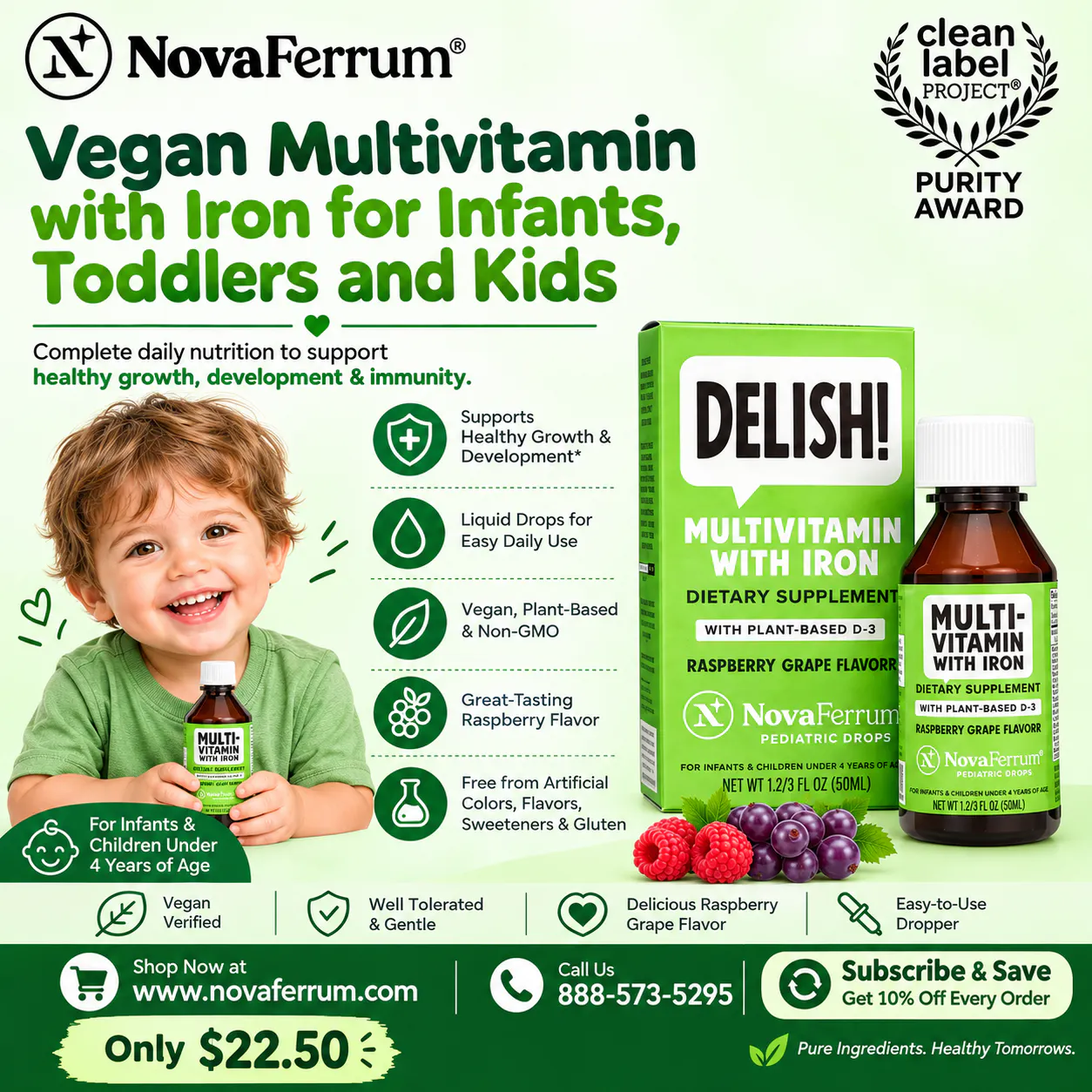 Delish -Vegan Multivitamin with Iron