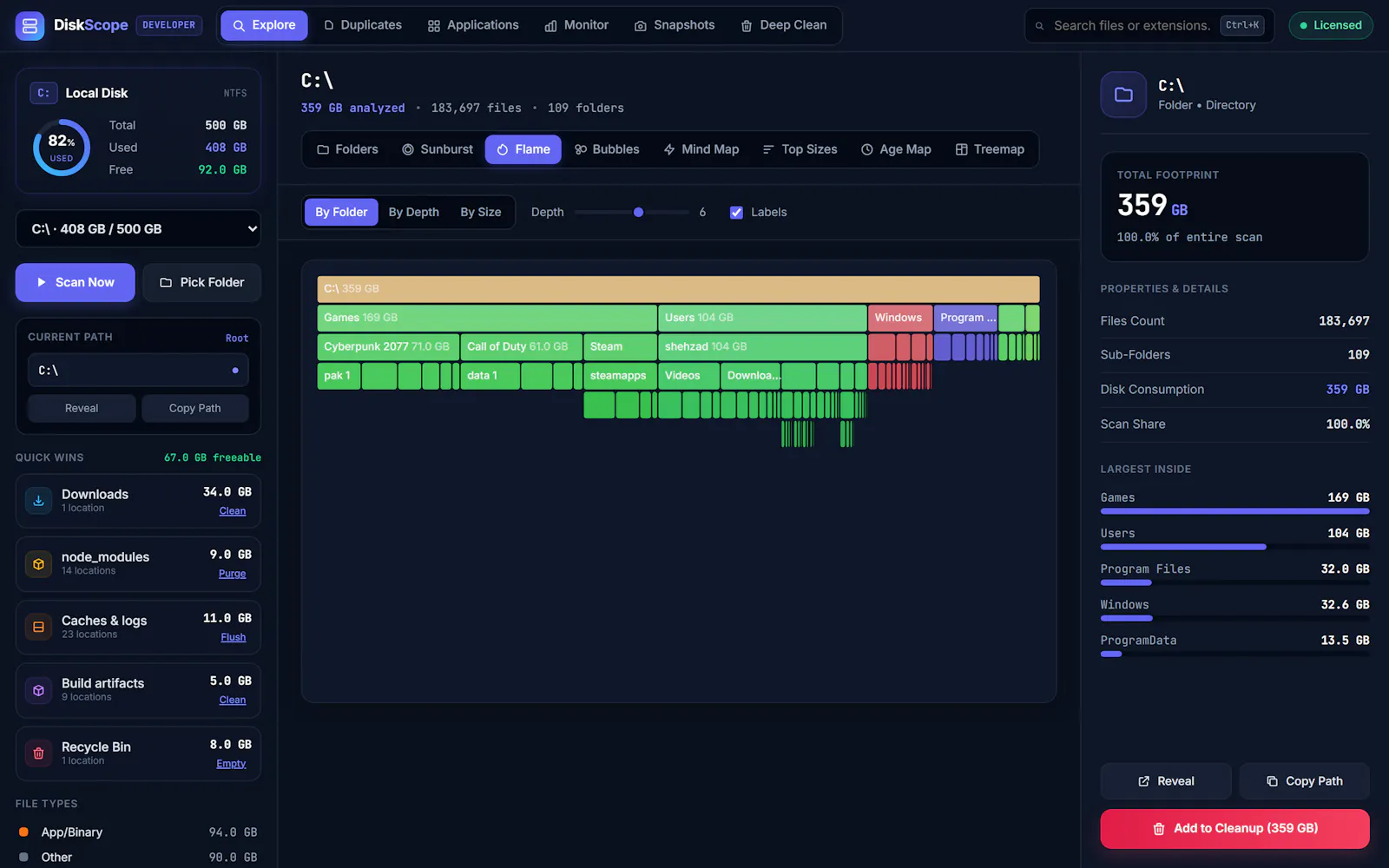 DiskScope: disk space analyzer screenshot 3