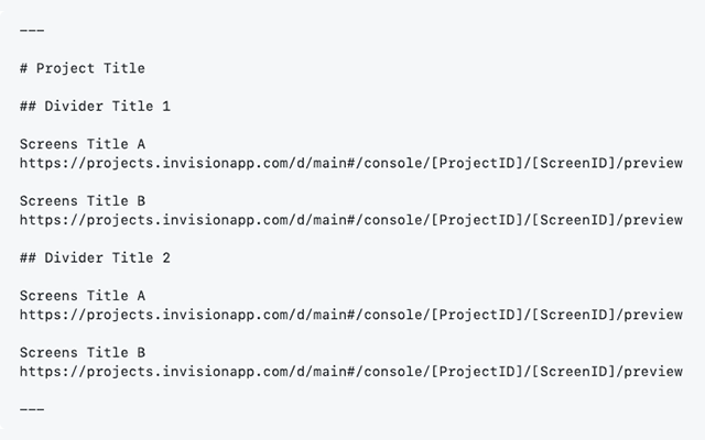 Screens List - Get InVision links gallery image